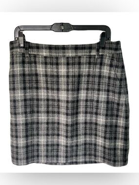 Eddie Bauer Gray and Black Plaid Mini Skirt